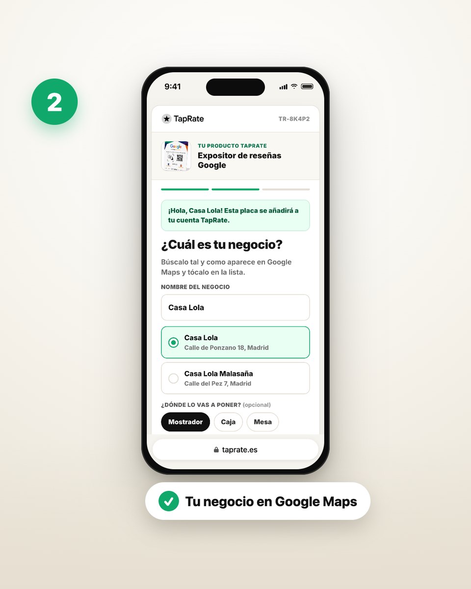 Página de activación de TapRate